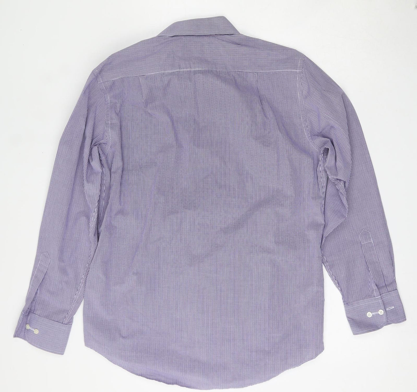 Marks and Spencer Mens Blue Check Cotton  Dress Shirt Size 15.5 Collared