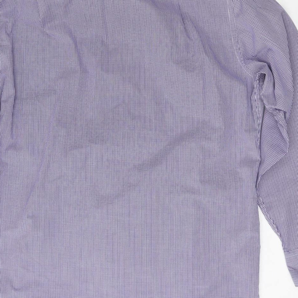 Marks and Spencer Mens Blue Check Cotton  Dress Shirt Size 15.5 Collared