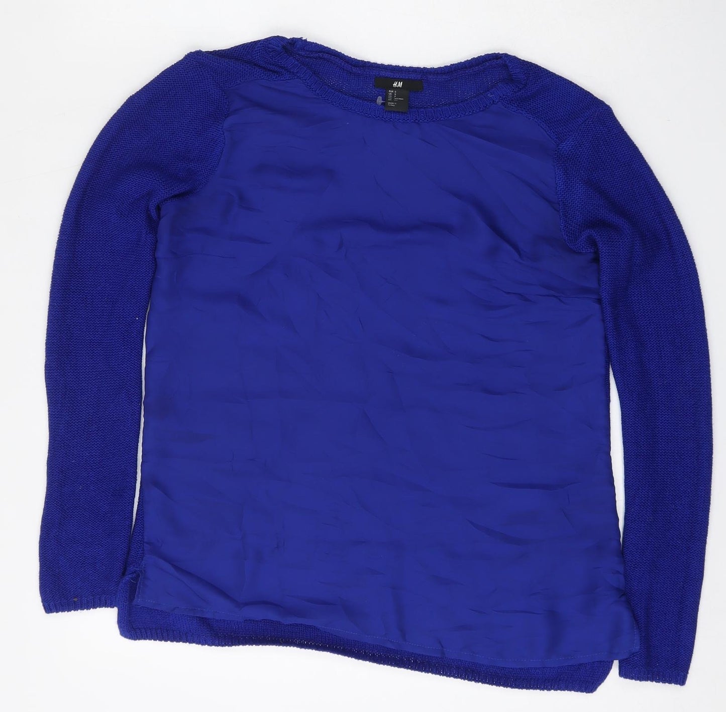 H*M Womens Blue Round Neck  Polyester Pullover Jumper Size S