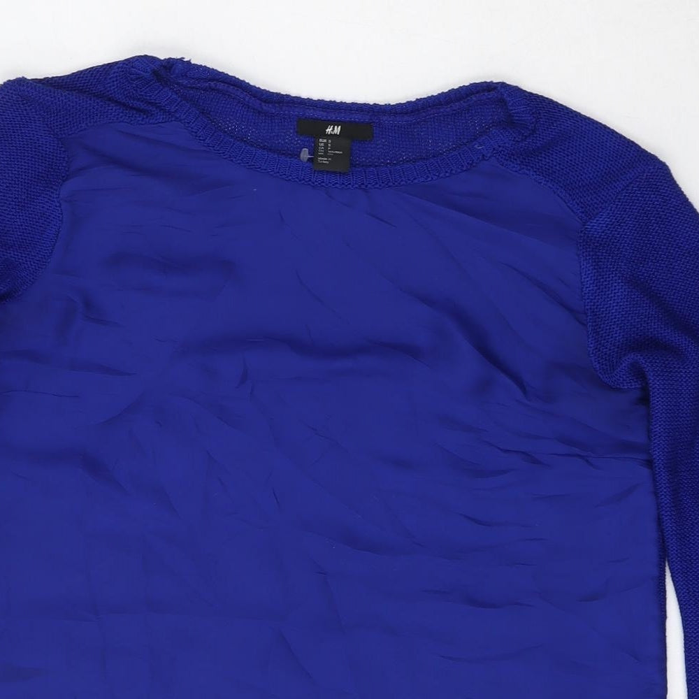 H*M Womens Blue Round Neck  Polyester Pullover Jumper Size S