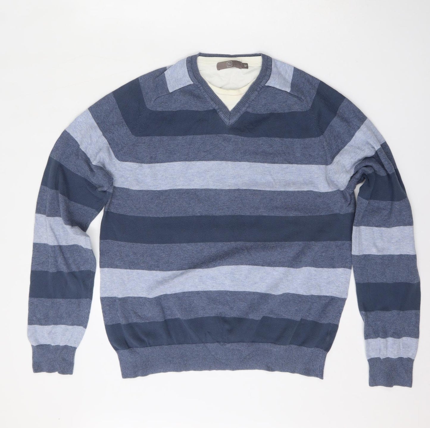 TU Mens Multicoloured Striped Cotton Pullover Sweatshirt Size M