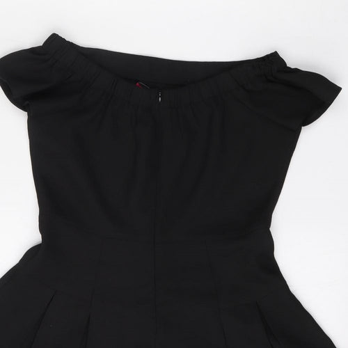 Boohoo Womens Black  Polyester Fit & Flare  Size 10  Boat Neck