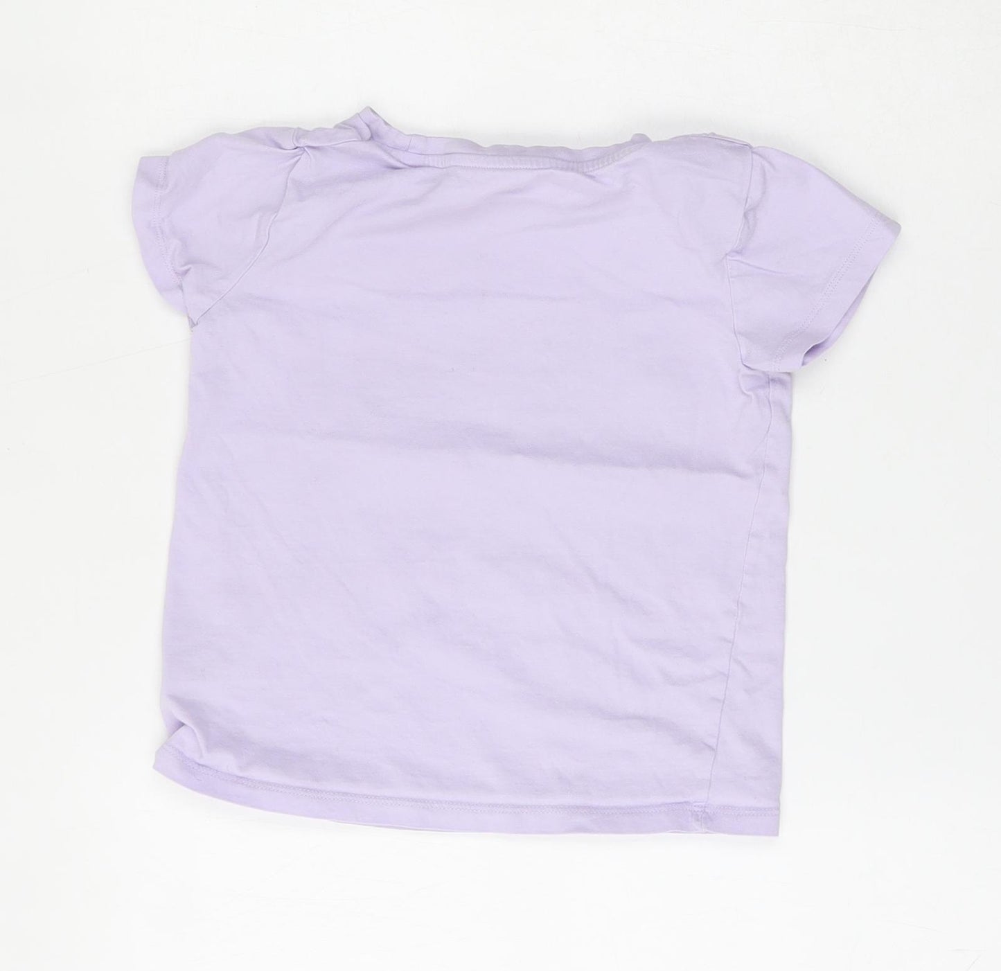 Dunnes Stores Girls Purple  Cotton Basic T-Shirt Size 7-8 Years Round Neck