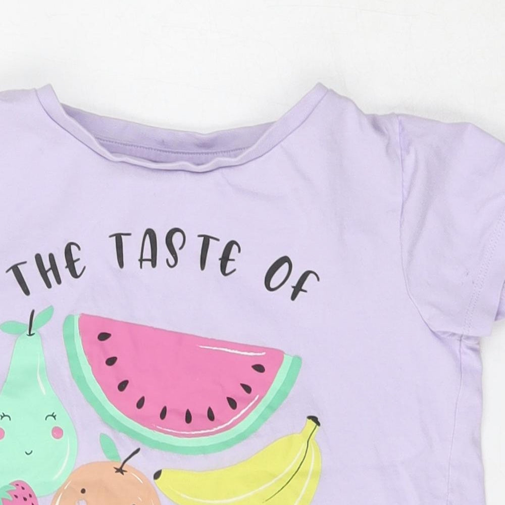 Dunnes Stores Girls Purple  Cotton Basic T-Shirt Size 7-8 Years Round Neck