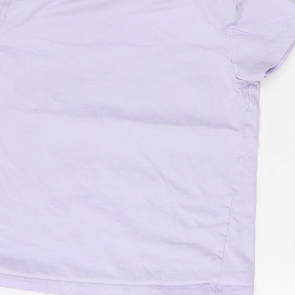 Dunnes Stores Girls Purple  Cotton Basic T-Shirt Size 7-8 Years Round Neck