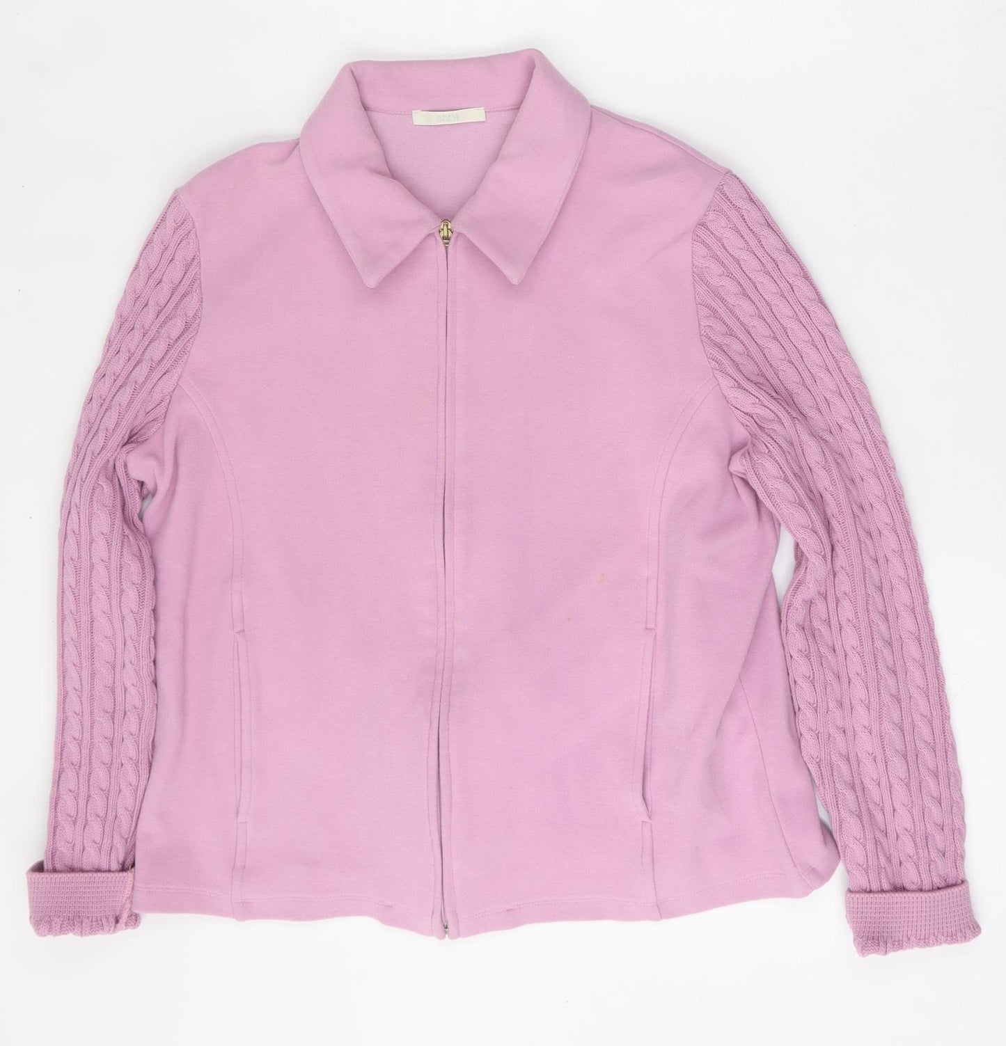 Marks and Spencer Womens Pink Collared  Cotton Full Zip Jumper Size 18