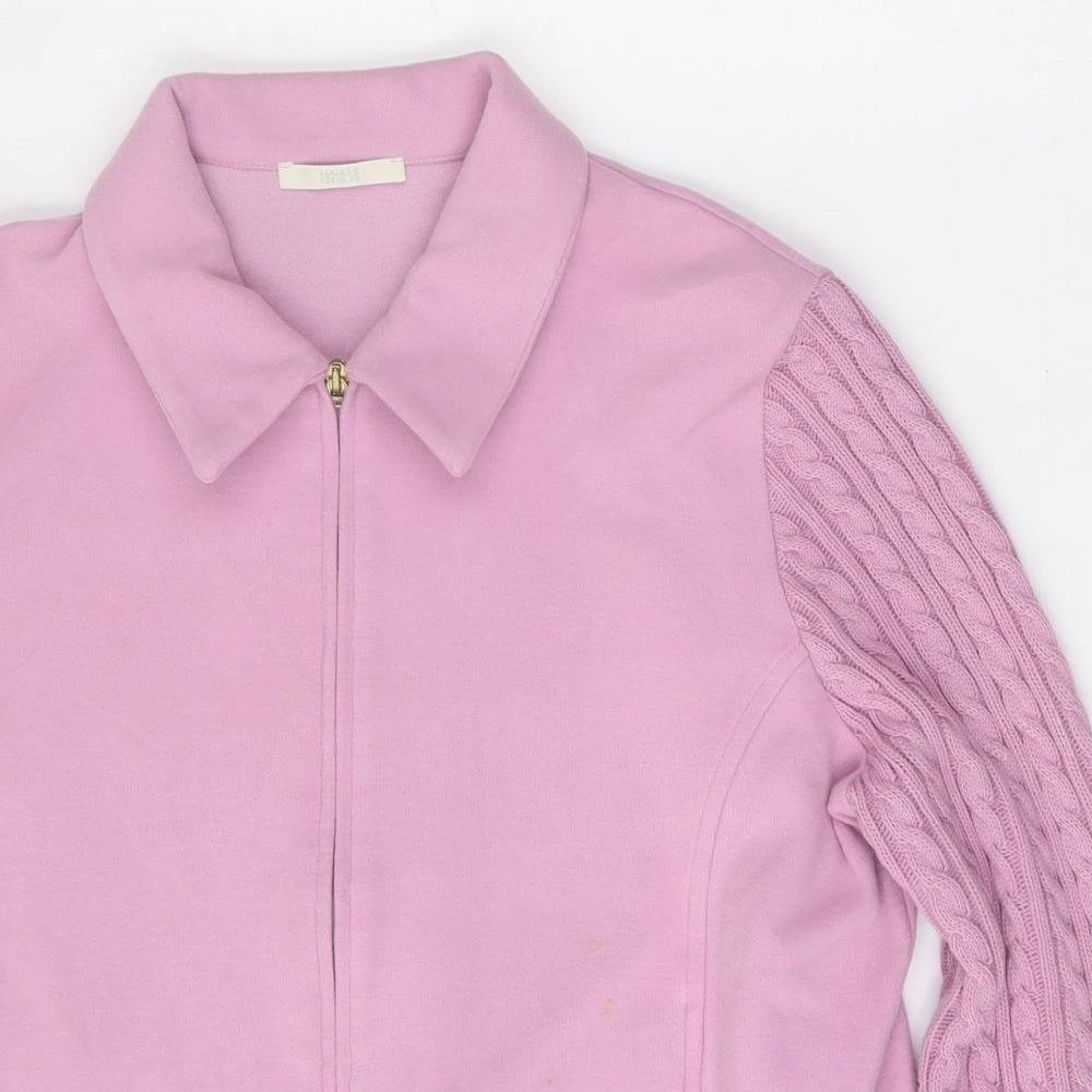 Marks and Spencer Womens Pink Collared  Cotton Full Zip Jumper Size 18