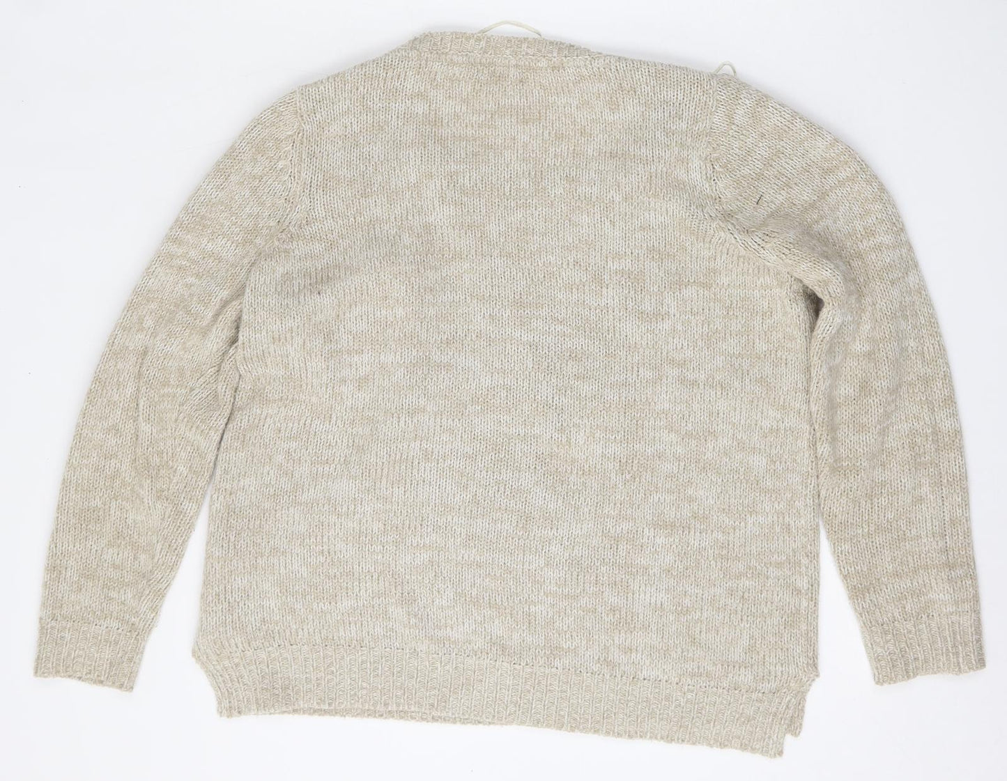 F&F Womens Beige Round Neck  Acrylic Pullover Jumper Size 14   - Fox