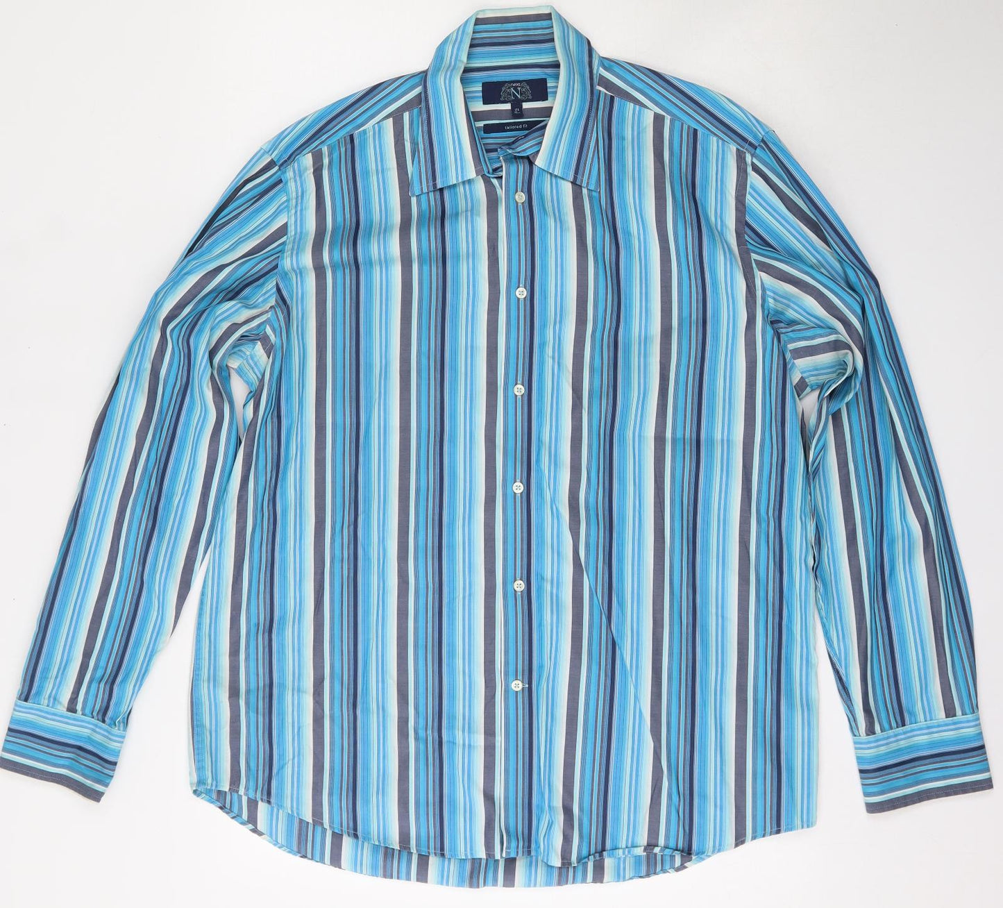 NEXT Mens Multicoloured Striped Cotton  Dress Shirt Size 17 Collared