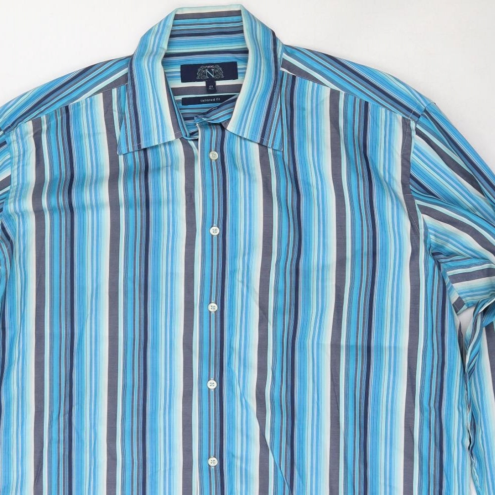 NEXT Mens Multicoloured Striped Cotton  Dress Shirt Size 17 Collared