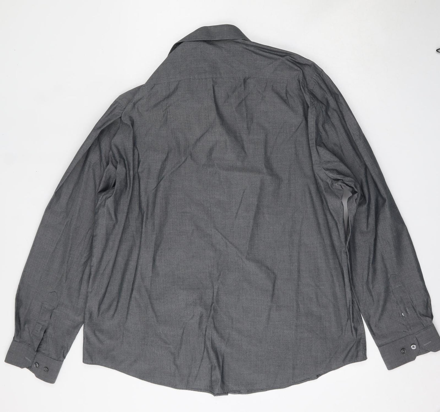 George Mens Grey  Polyester  Dress Shirt Size 17.5 Collared