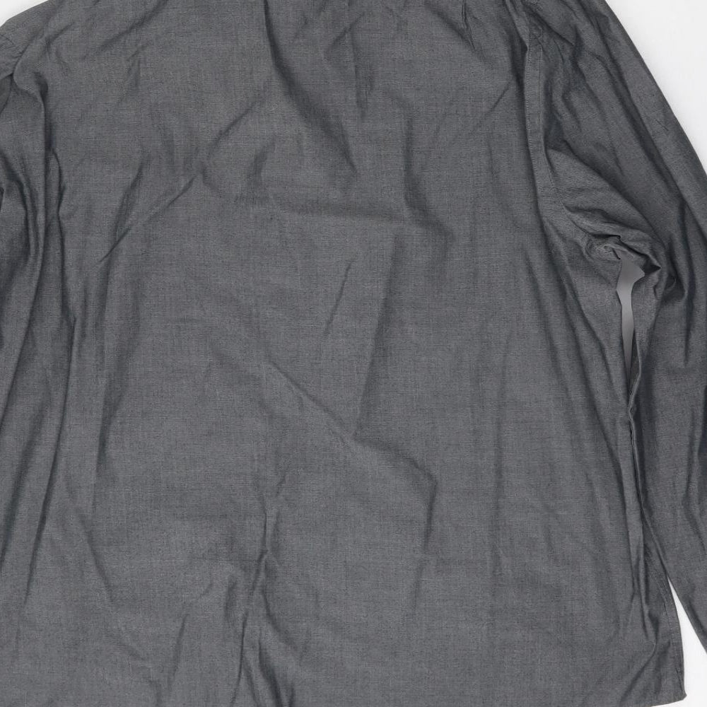 George Mens Grey  Polyester  Dress Shirt Size 17.5 Collared