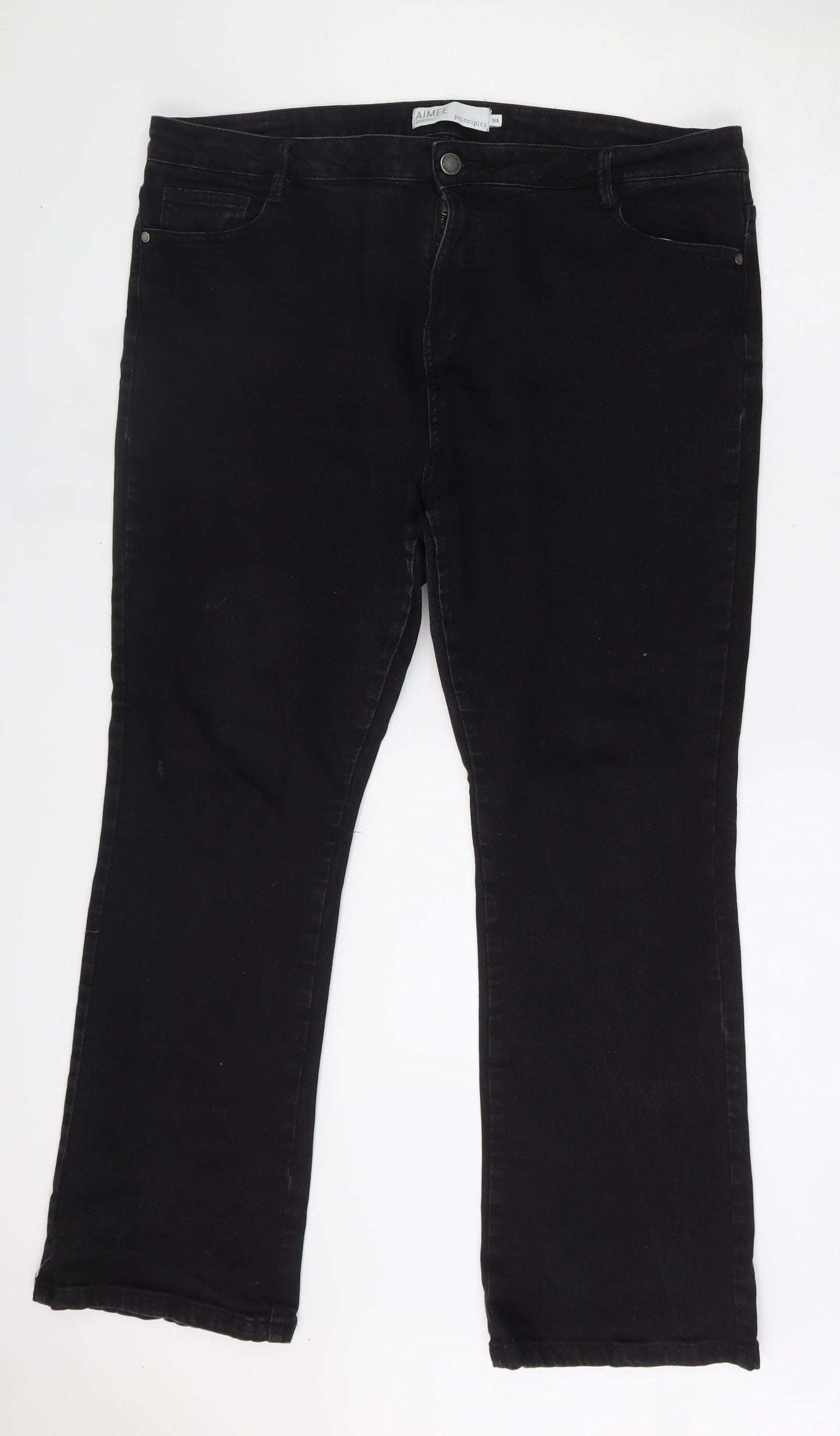 Aimee Womens Black  Cotton Bootcut Jeans Size 18 L28 in Regular Zip
