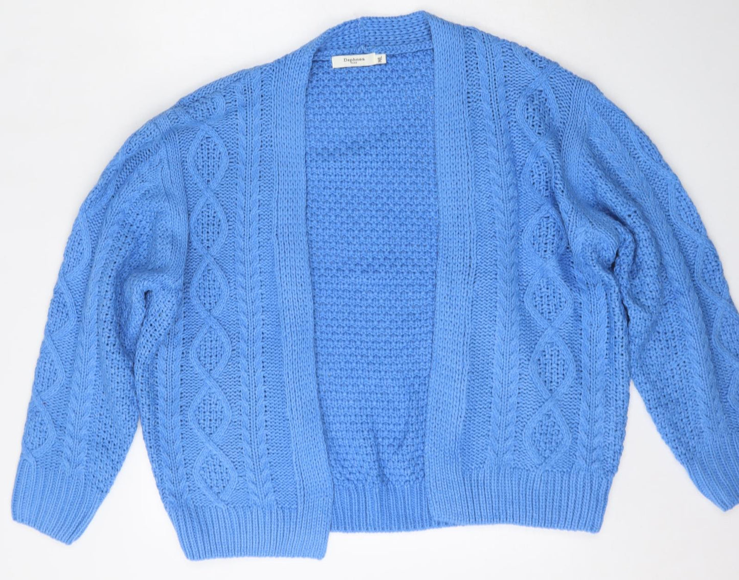 Daphnea Womens Blue V-Neck  Acrylic Cardigan Jumper Size M
