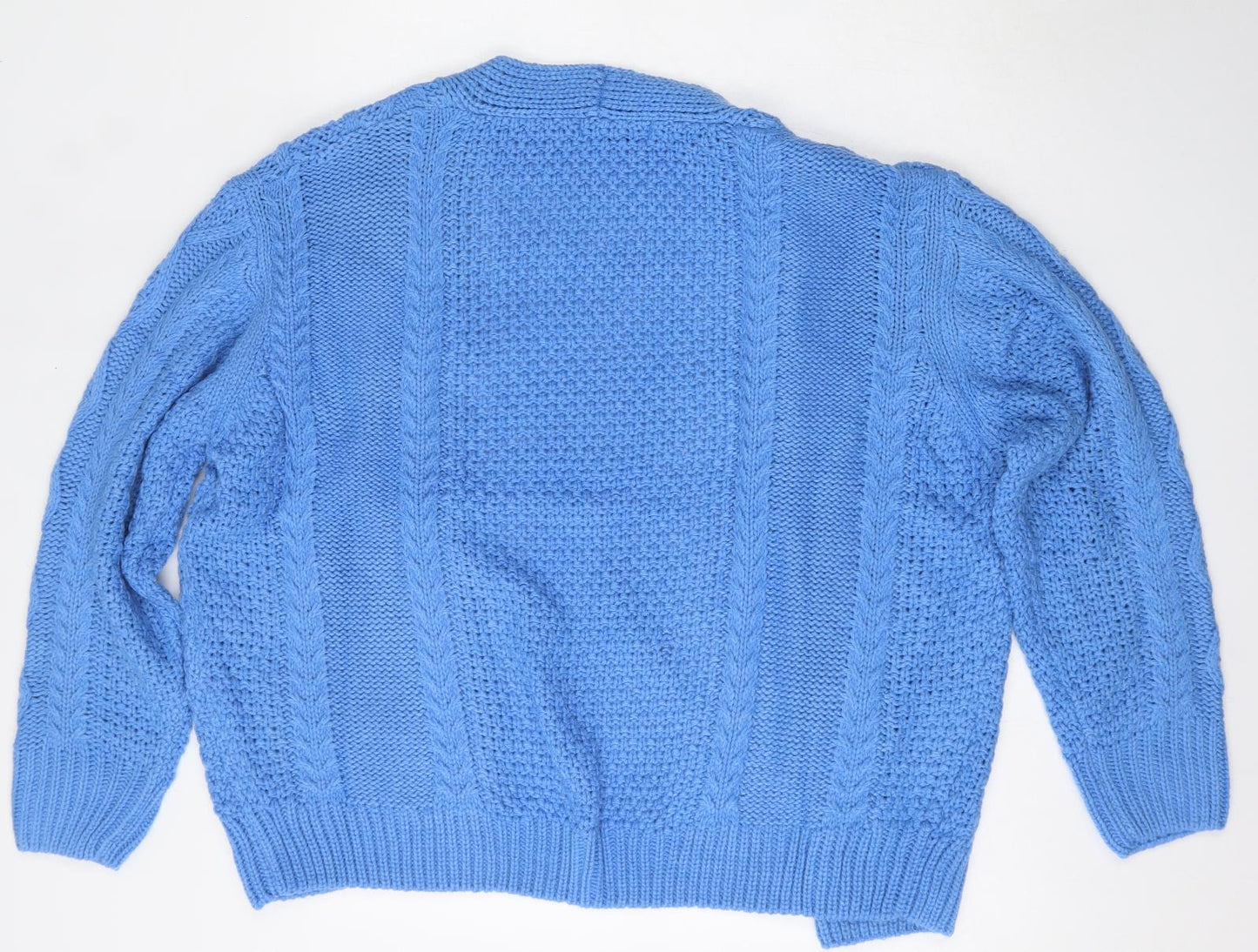 Daphnea Womens Blue V-Neck  Acrylic Cardigan Jumper Size M