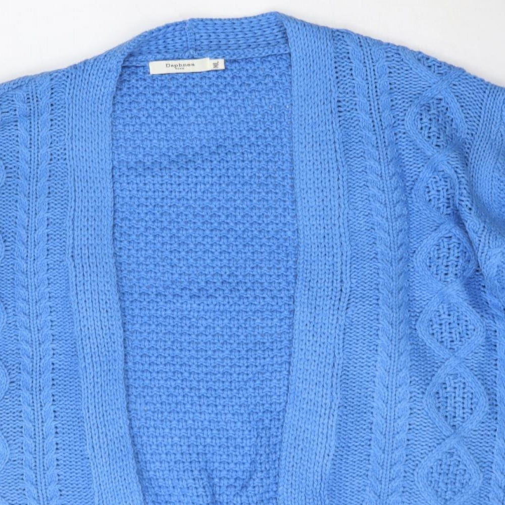 Daphnea Womens Blue V-Neck  Acrylic Cardigan Jumper Size M