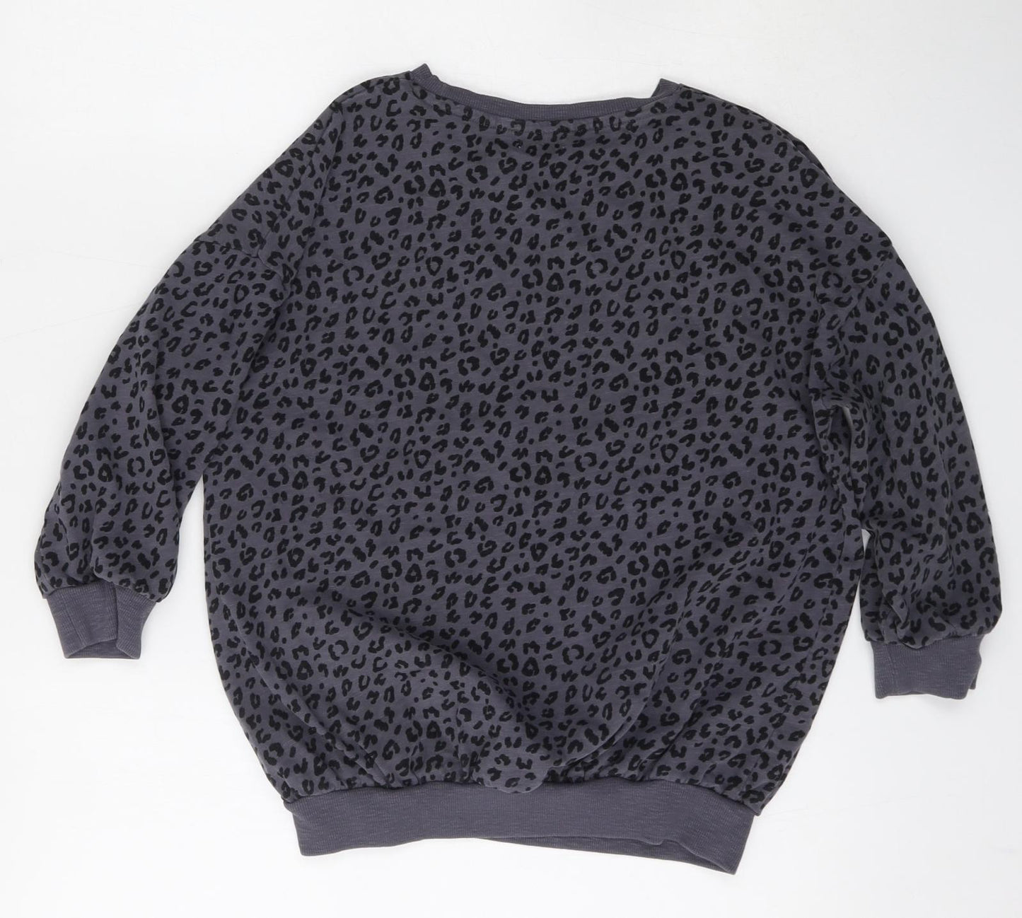 NEXT Girls Grey Animal Print Cotton Pullover Sweatshirt Size 8 Years