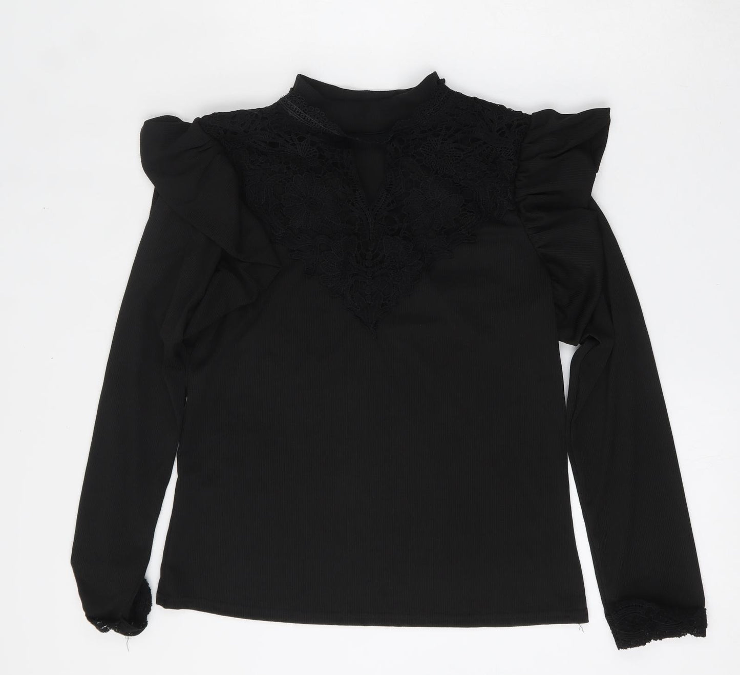 Preworn Womens Black  Polyester Basic Blouse Size XL Round Neck