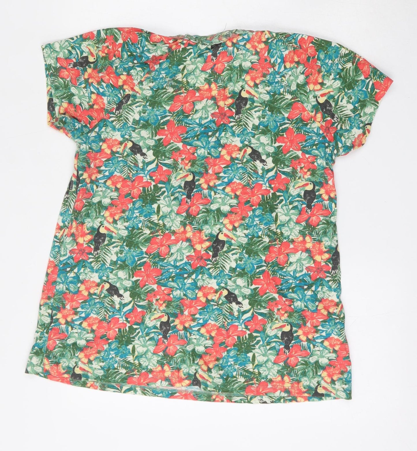 Laura Ashley Womens Multicoloured Floral Cotton Basic Blouse Size 12 Round Neck