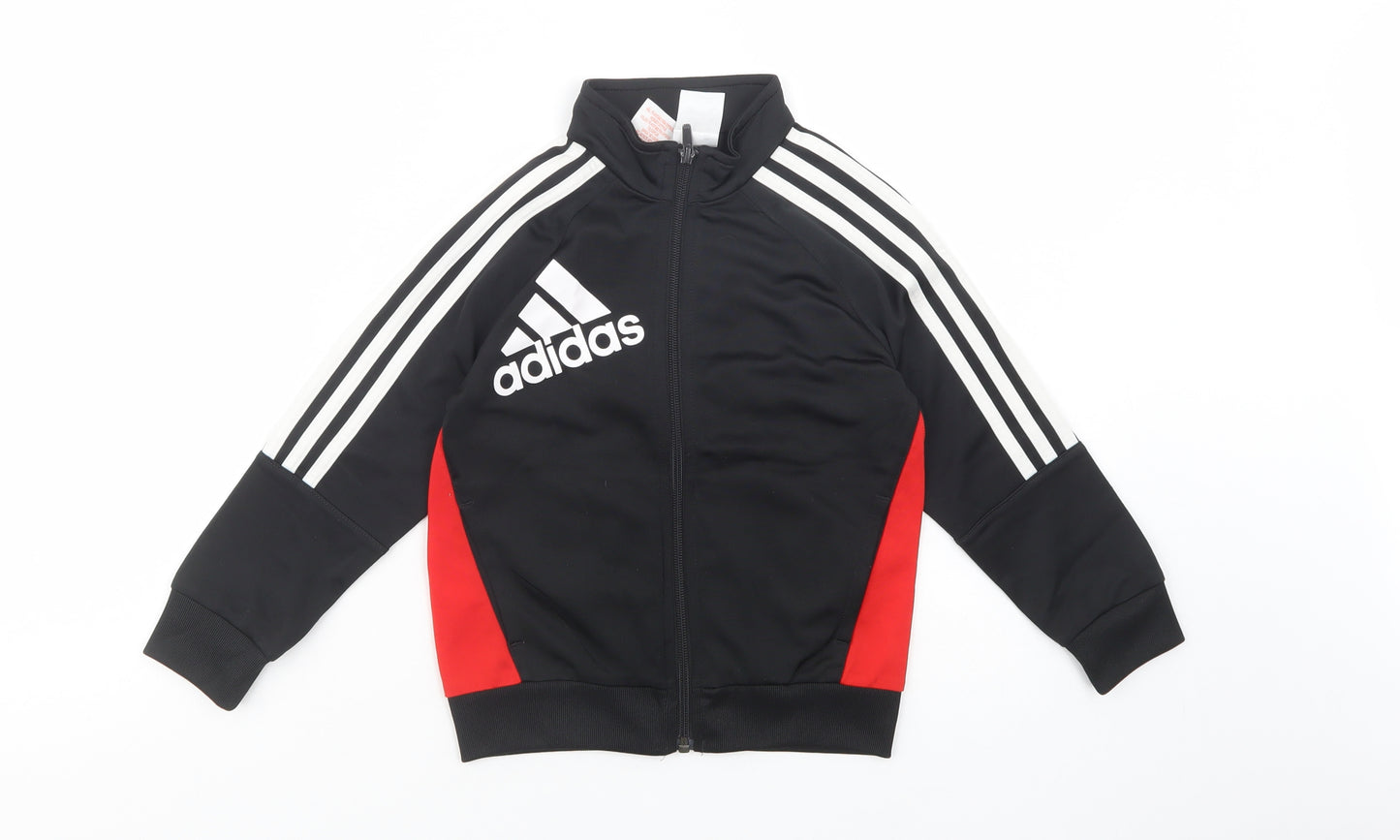 adidas Boys Black  Polyester Pullover Sweatshirt Size 5-6 Years  Zip