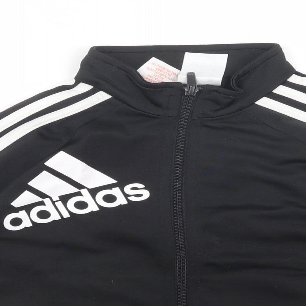 adidas Boys Black  Polyester Pullover Sweatshirt Size 5-6 Years  Zip
