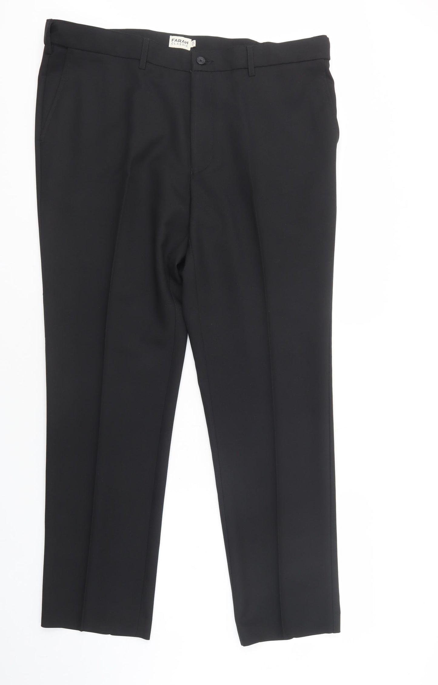 Farah Mens Black  Polyester Dress Pants Trousers Size 40 in L31 in Regular Button