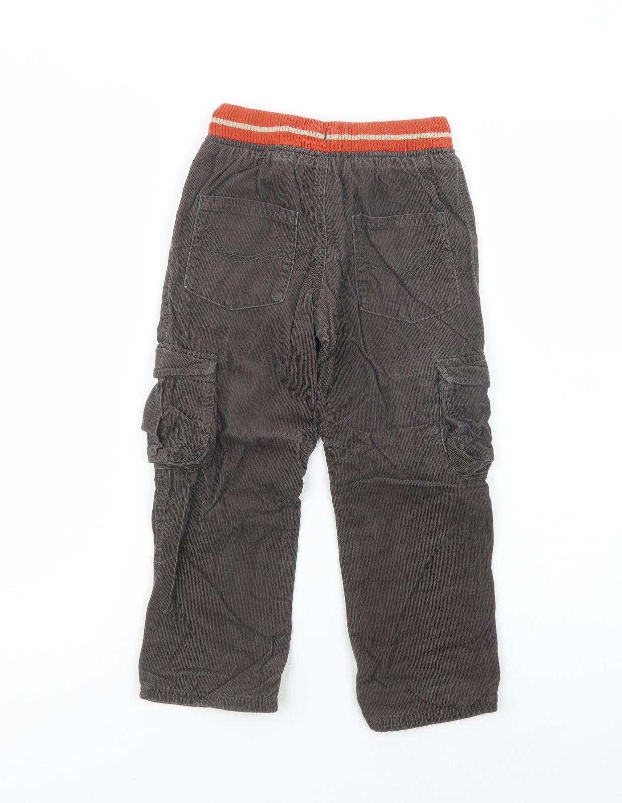 Marks and Spencer Boys Brown  Cotton Cargo Trousers Size 5-6 Years  Regular Drawstring