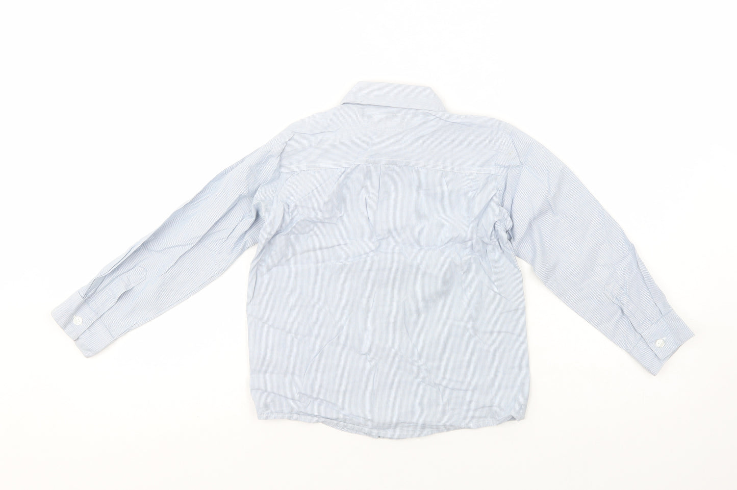 Mothercare Boys Blue Striped Cotton Basic Button-Up Size 6-7 Years Collared Button