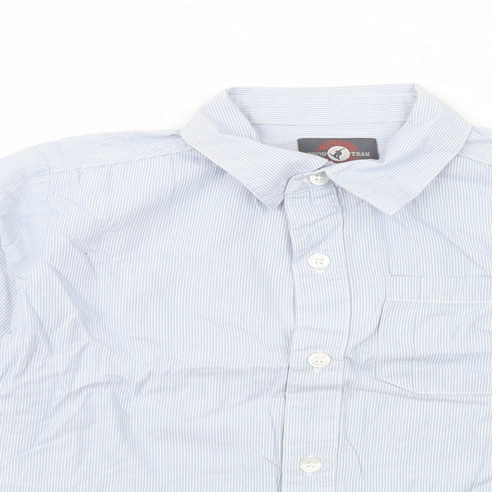 Mothercare Boys Blue Striped Cotton Basic Button-Up Size 6-7 Years Collared Button