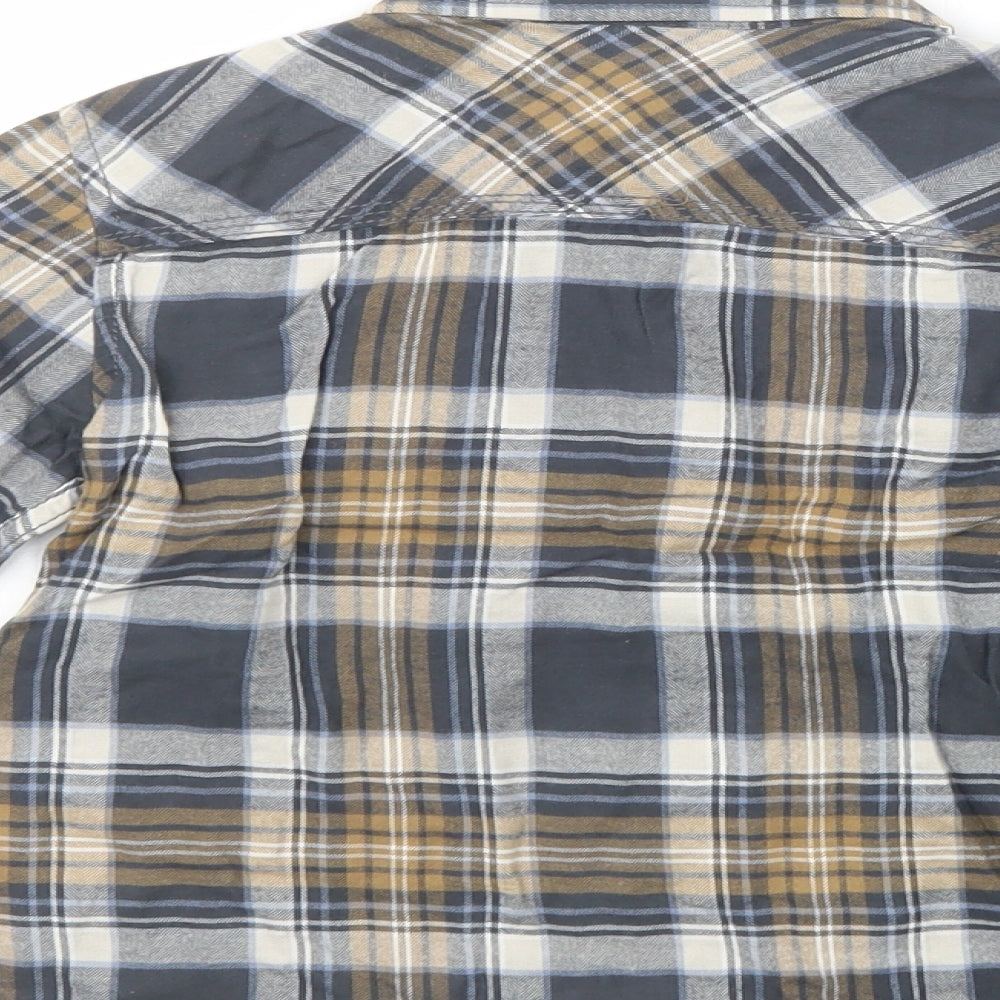 United Colors of Benetton Boys Grey Plaid Cotton Basic Button-Up Size 4-5 Years Collared Button