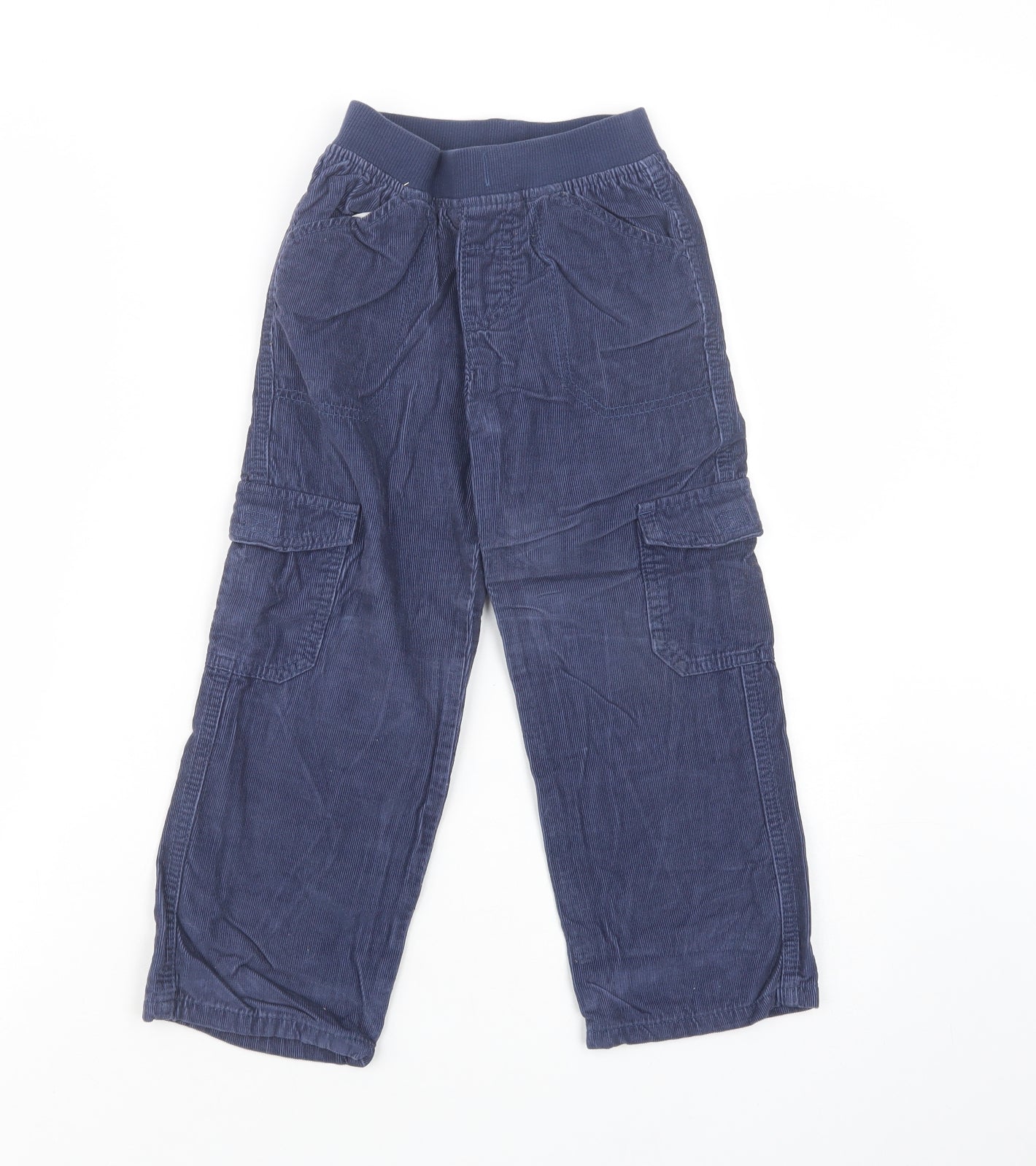Marks and Spencer Boys Blue  Cotton Cargo Trousers Size 5-6 Years  Regular