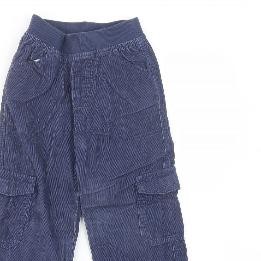 Marks and Spencer Boys Blue  Cotton Cargo Trousers Size 5-6 Years  Regular