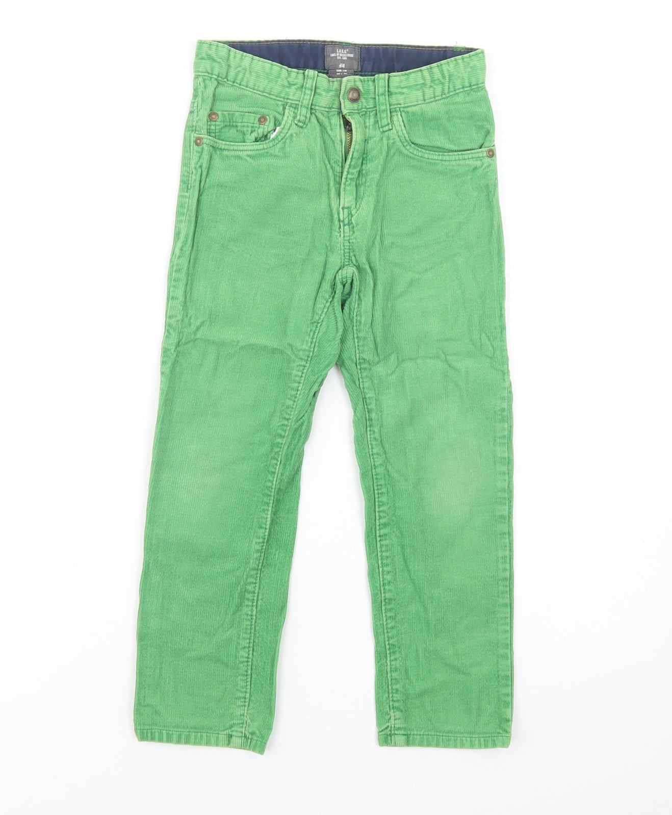 H&M Boys Green  Cotton Chino Trousers Size 5-6 Years  Regular Snap