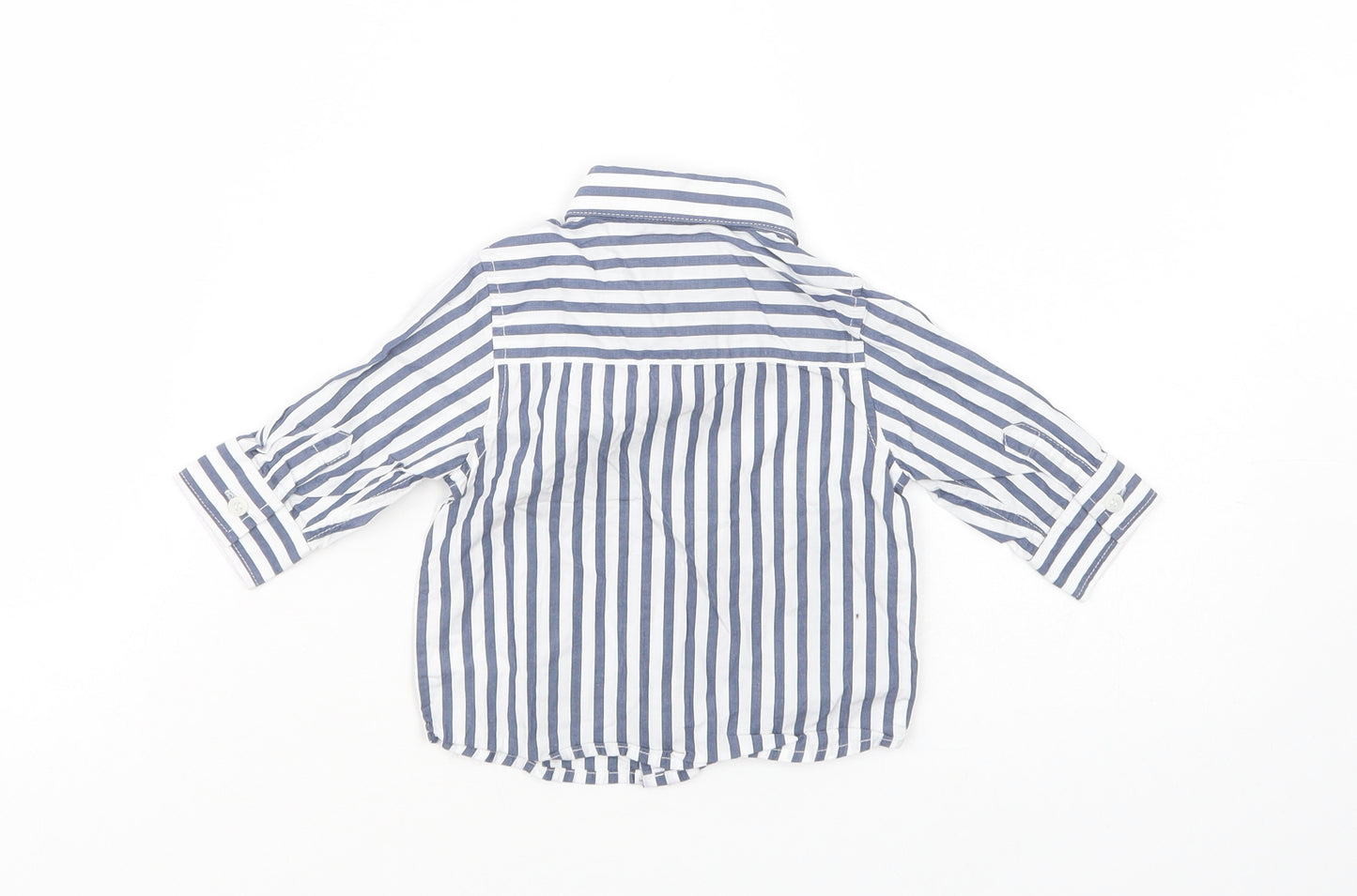 NEXT Baby White Striped Cotton Basic Button-Up Size 3-6 Months Collared Button