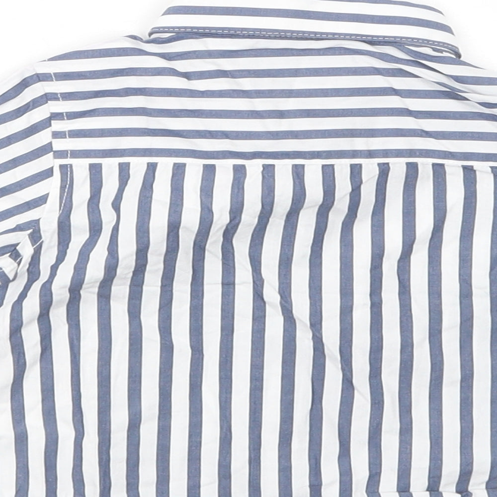 NEXT Baby White Striped Cotton Basic Button-Up Size 3-6 Months Collared Button