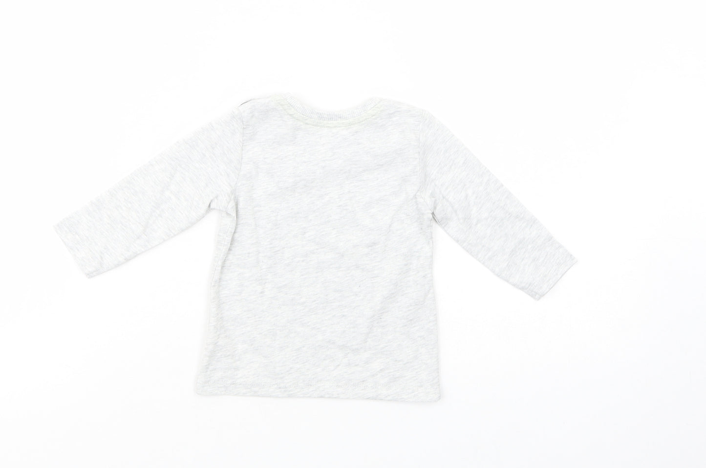 George Baby Grey  Cotton Basic T-Shirt Size 3-6 Months Crew Neck Snap