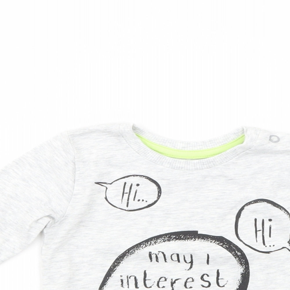 George Baby Grey  Cotton Basic T-Shirt Size 3-6 Months Crew Neck Snap
