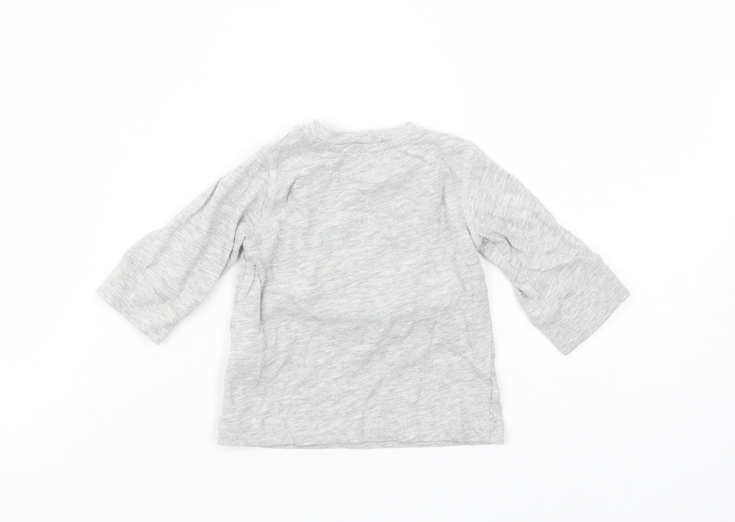 NEXT Baby Grey  Cotton Basic T-Shirt Size 3-6 Months Crew Neck Pullover - Cute Monster