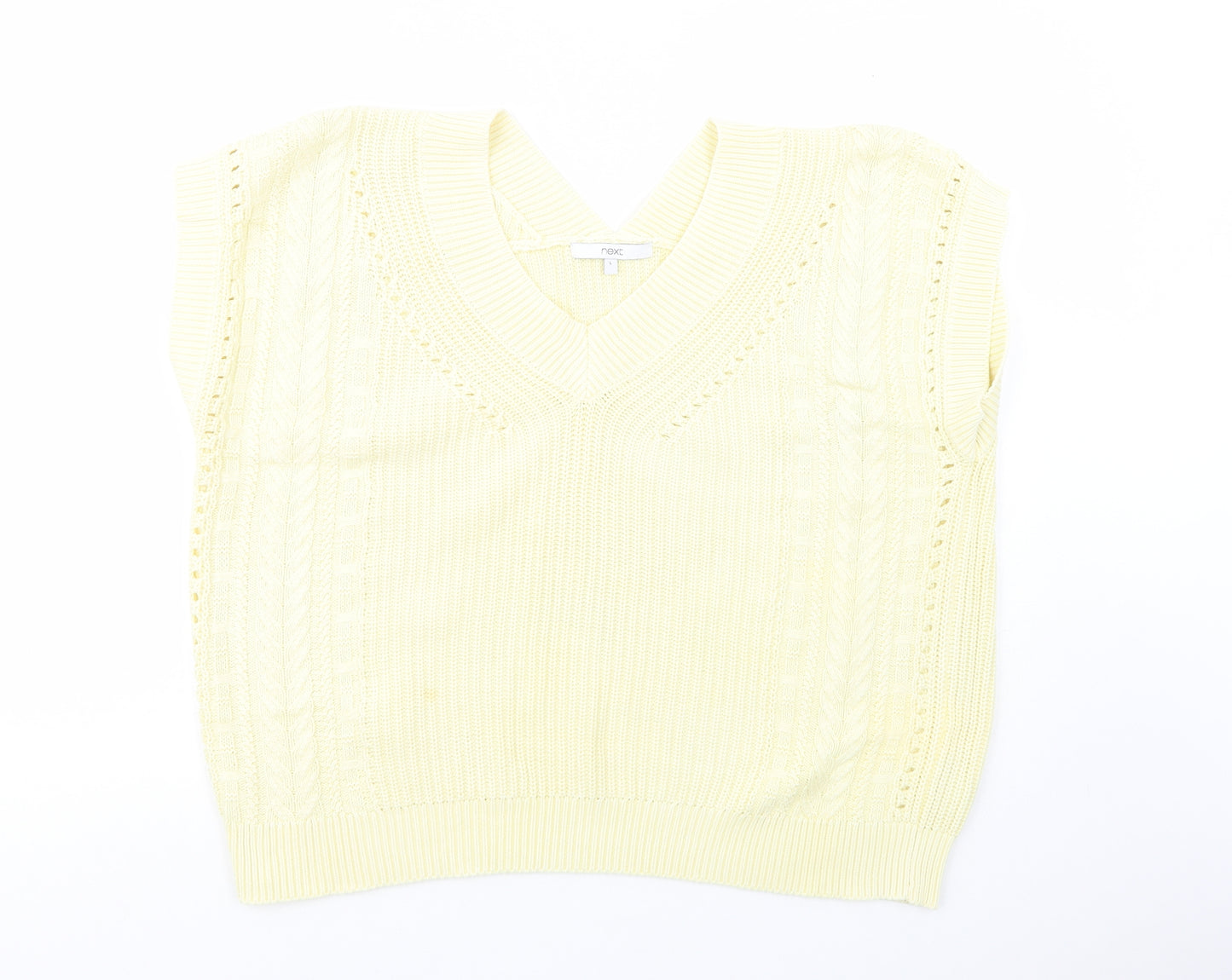 NEXT Womens Yellow V-Neck  Cotton Vest Jumper Size L