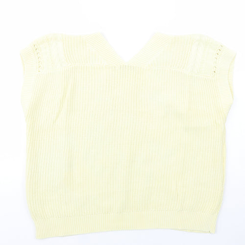 NEXT Womens Yellow V-Neck  Cotton Vest Jumper Size L