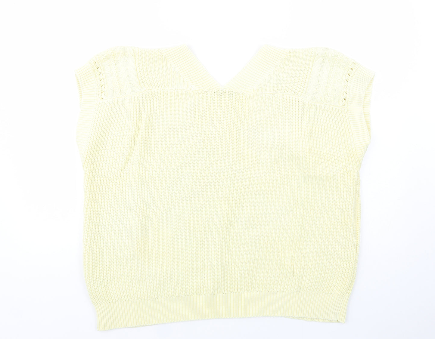 NEXT Womens Yellow V-Neck  Cotton Vest Jumper Size L