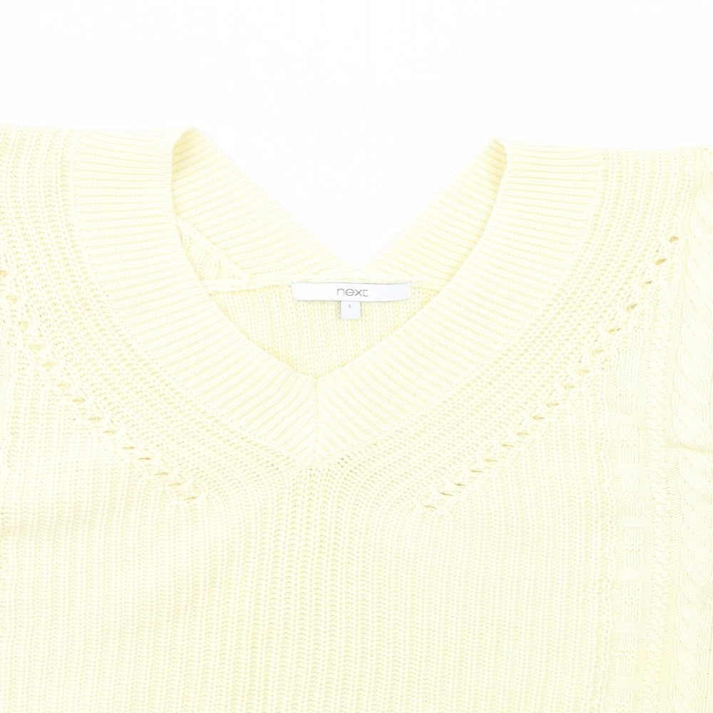 NEXT Womens Yellow V-Neck  Cotton Vest Jumper Size L