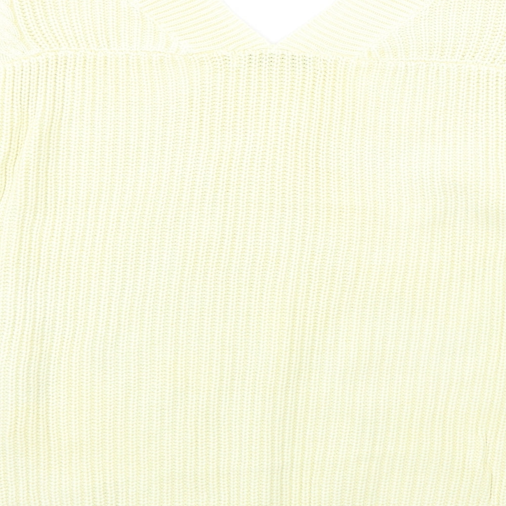 NEXT Womens Yellow V-Neck  Cotton Vest Jumper Size L