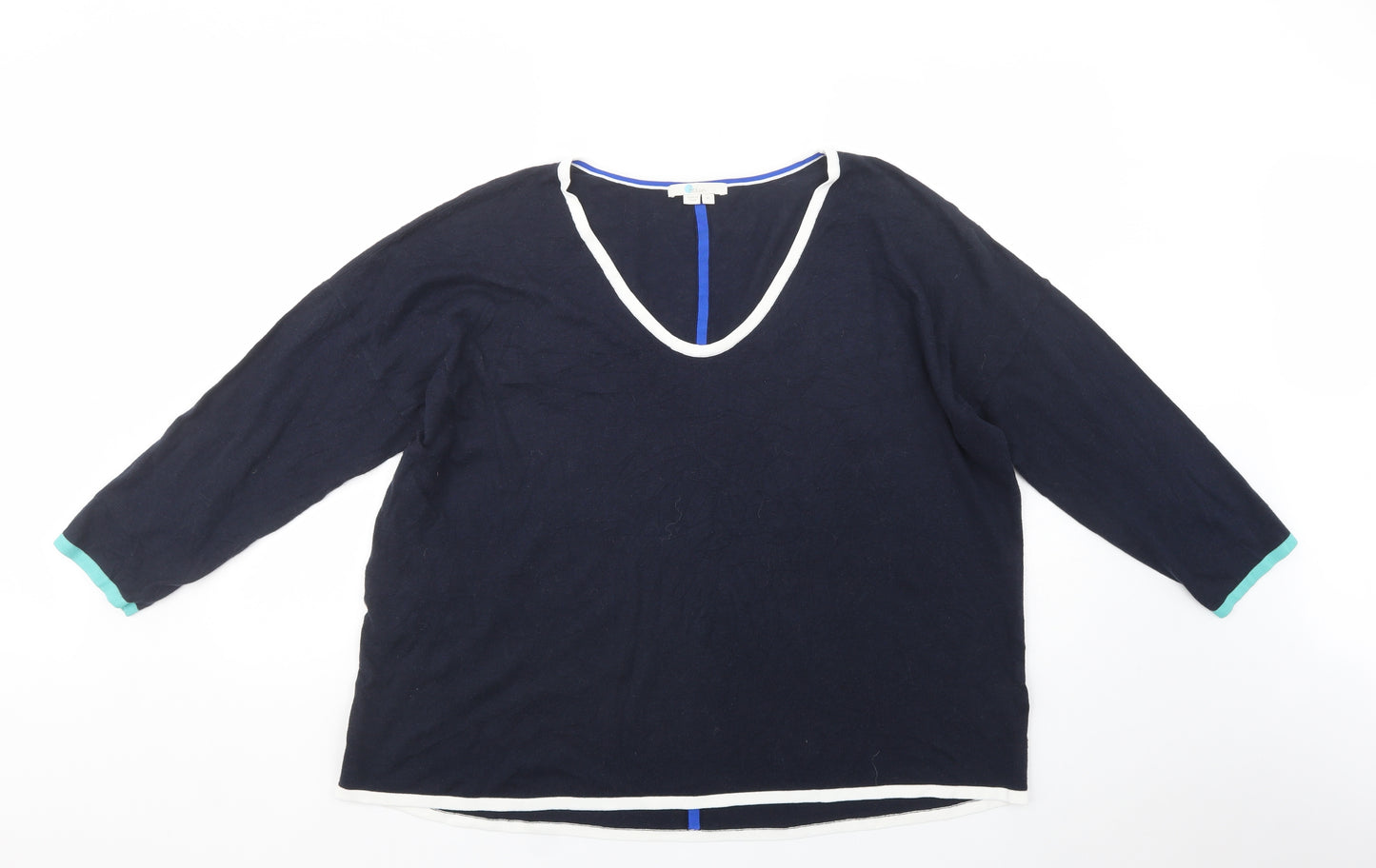 Boden Womens Blue Scoop Neck  Cotton Pullover Jumper Size XL