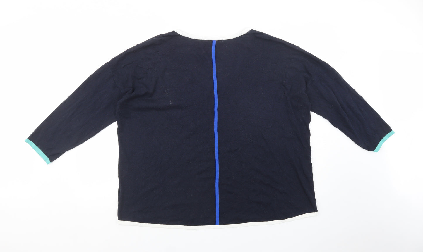 Boden Womens Blue Scoop Neck  Cotton Pullover Jumper Size XL