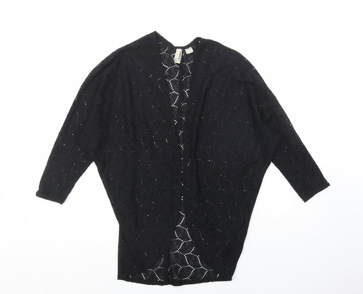 H&M Womens Black V-Neck  Polyester Cardigan Jumper Size XS
