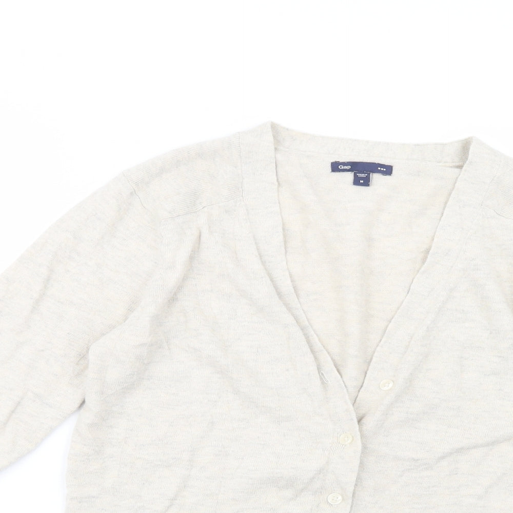 Gap Womens Beige V-Neck  Cotton Cardigan Jumper Size M