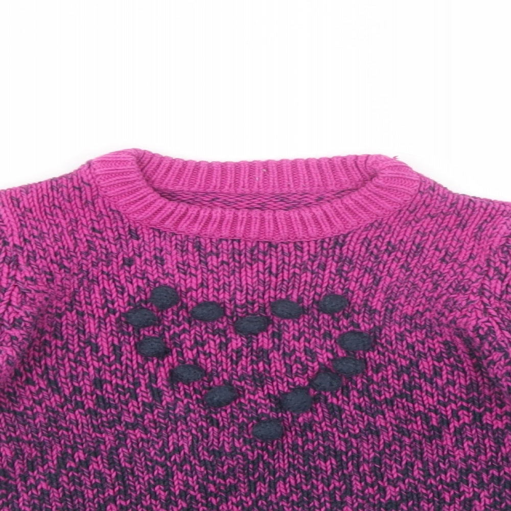Nutmeg Girls Purple Crew Neck  Cotton Pullover Jumper Size 2-3 Years  Pullover - Heart