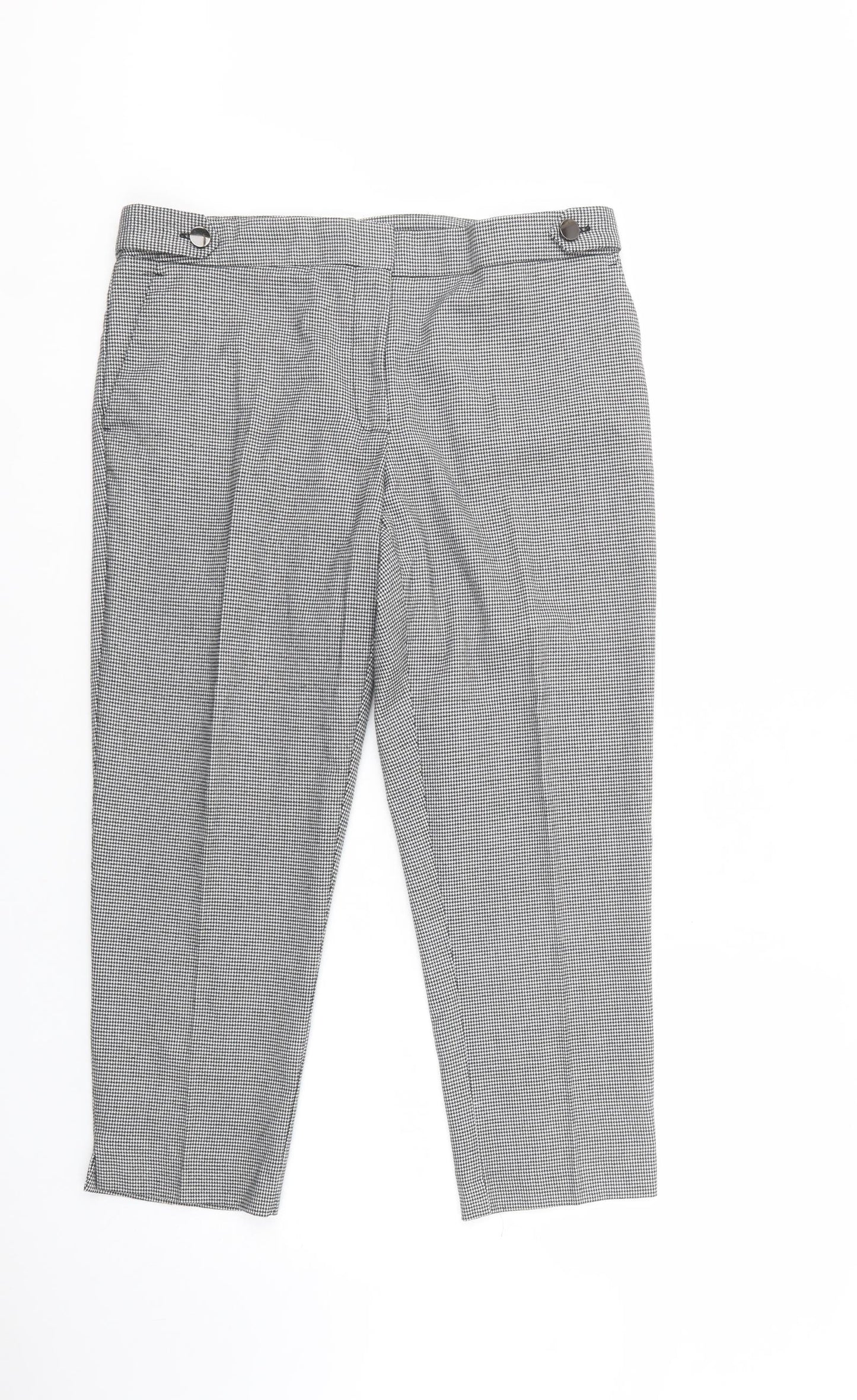 Oasis Womens Grey Houndstooth Polyester Dress Pants Trousers Size 14 L26 in Regular Button