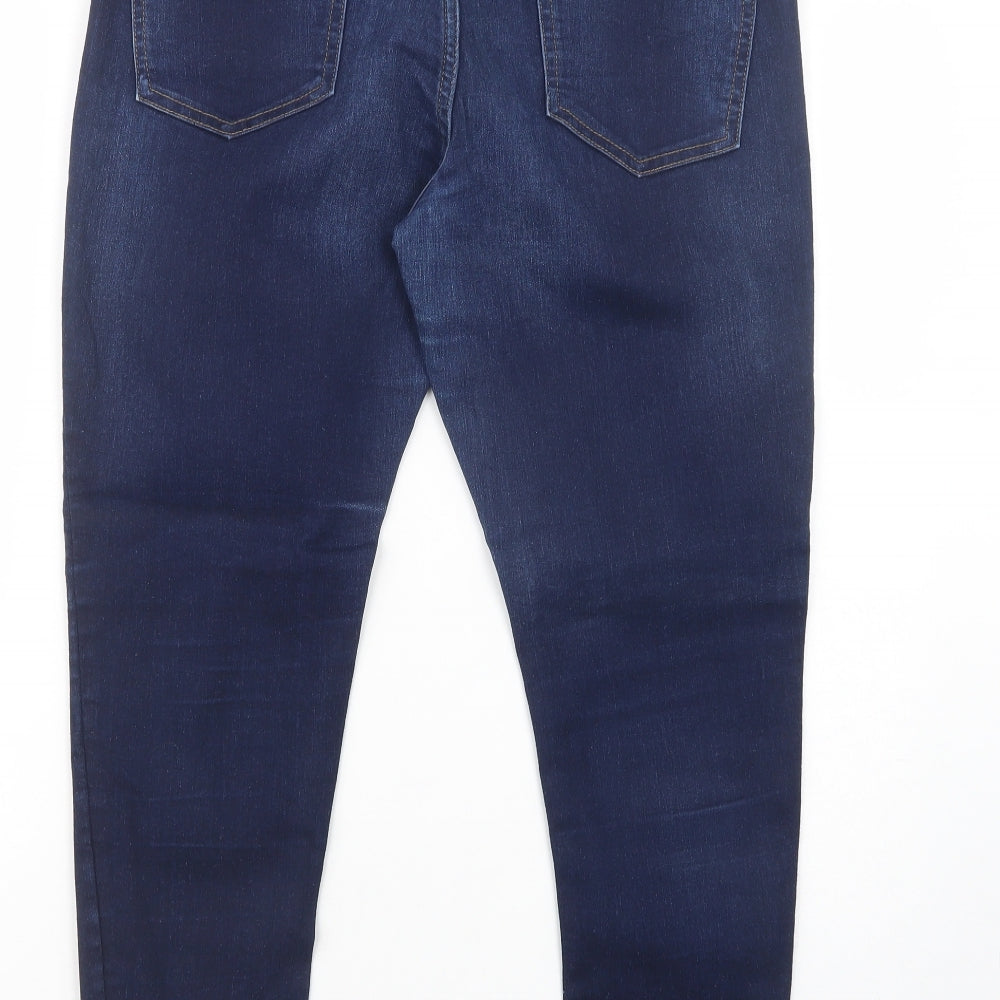 Marks and Spencer Womens Blue  Cotton Skinny Jeans Size 14 L26 in Regular Button